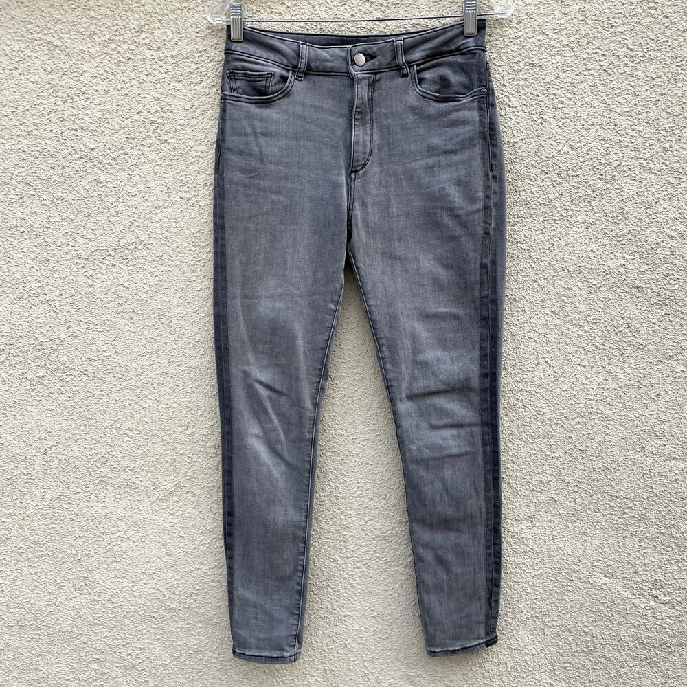 DL1961 Grey Farrow High-Rise Skinny Jeans 27 Distressed